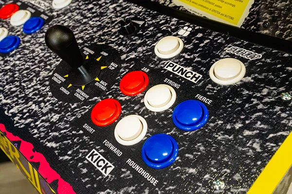 Street Fighter II XT control panel buttons up close