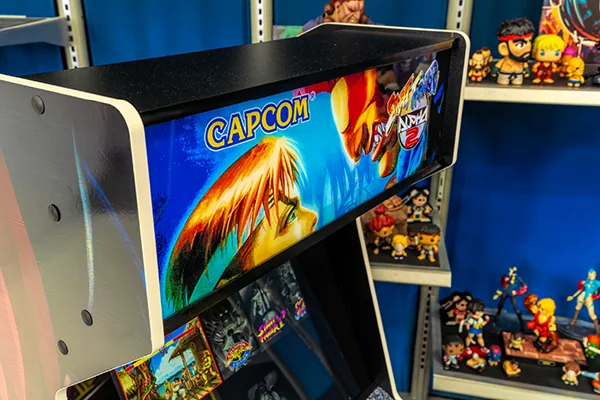 The lit Capcom marquee on the Alpha 2 XT